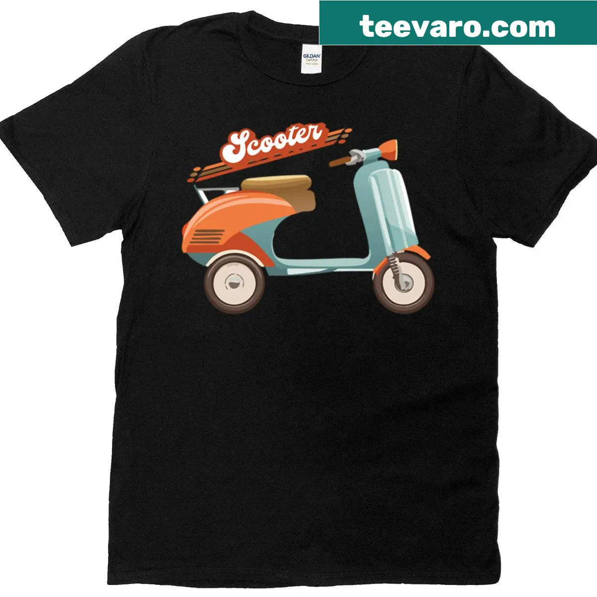 Illustration of a vintage scooter on a playful T-shirt — on a men's t-shirt