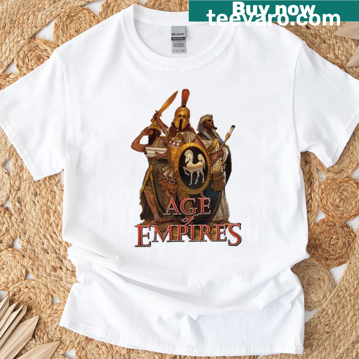 T-shirt celebrating Age Of Empires I video game — on a men's t-shirt