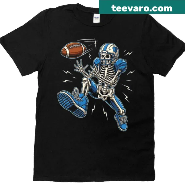 Skeleton in a football helmet for Halloween-themed shirt design