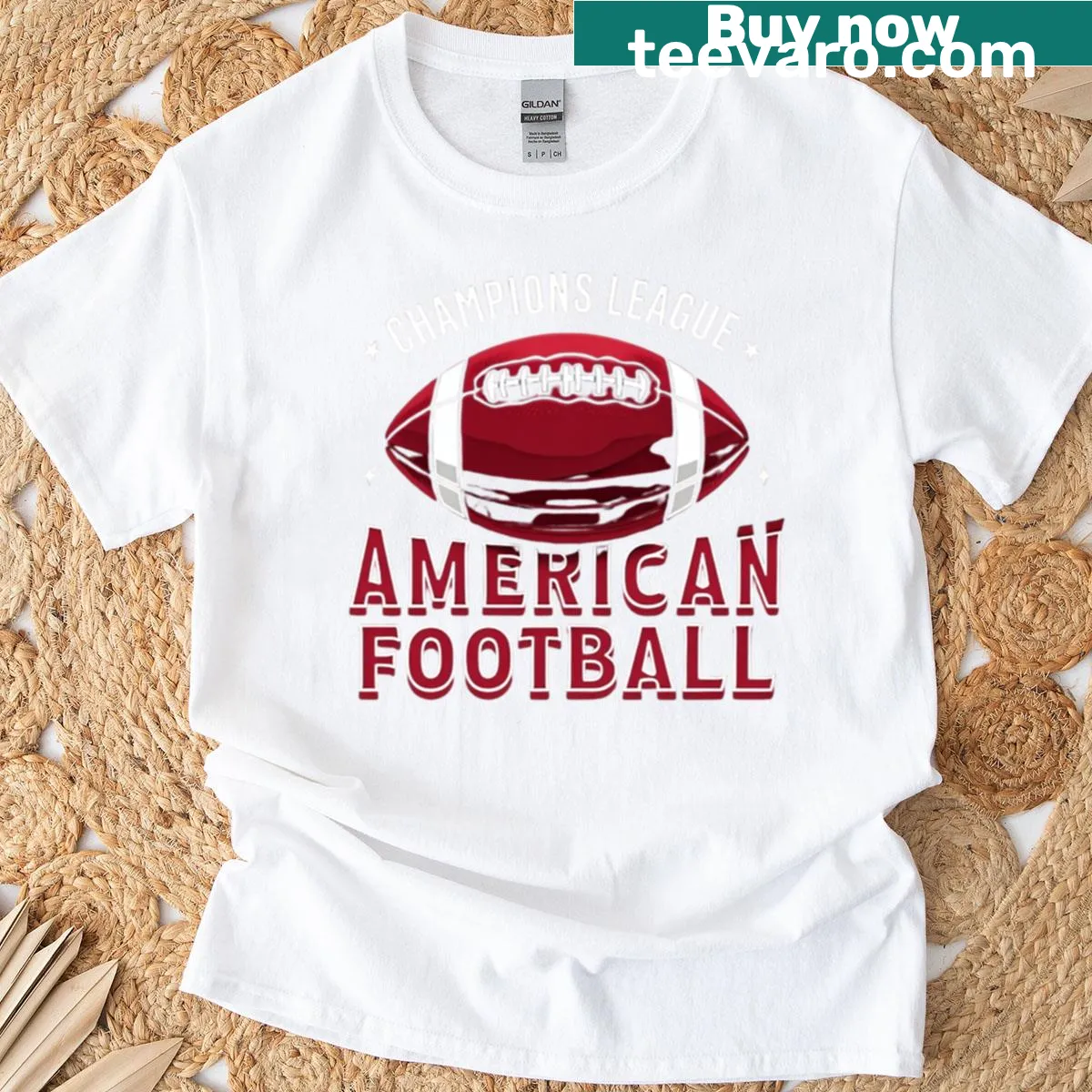 American football themed T-shirt celebrating the sport — on a men's t-shirt