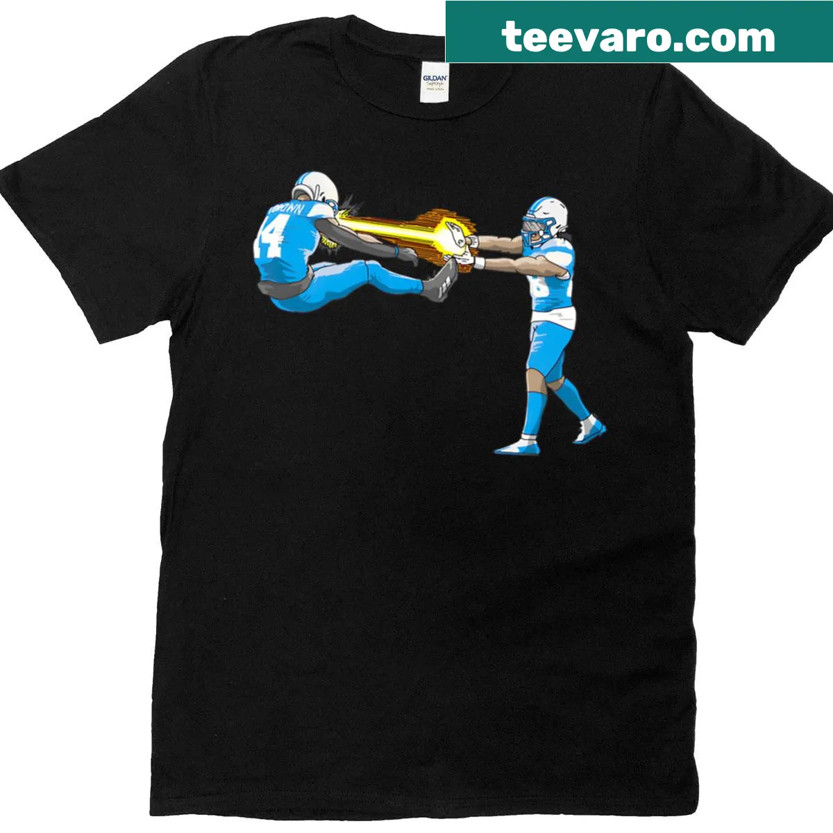 Dynamic Amon-ra St Browns graphic T-shirt with energy blast design — on a men's t-shirt