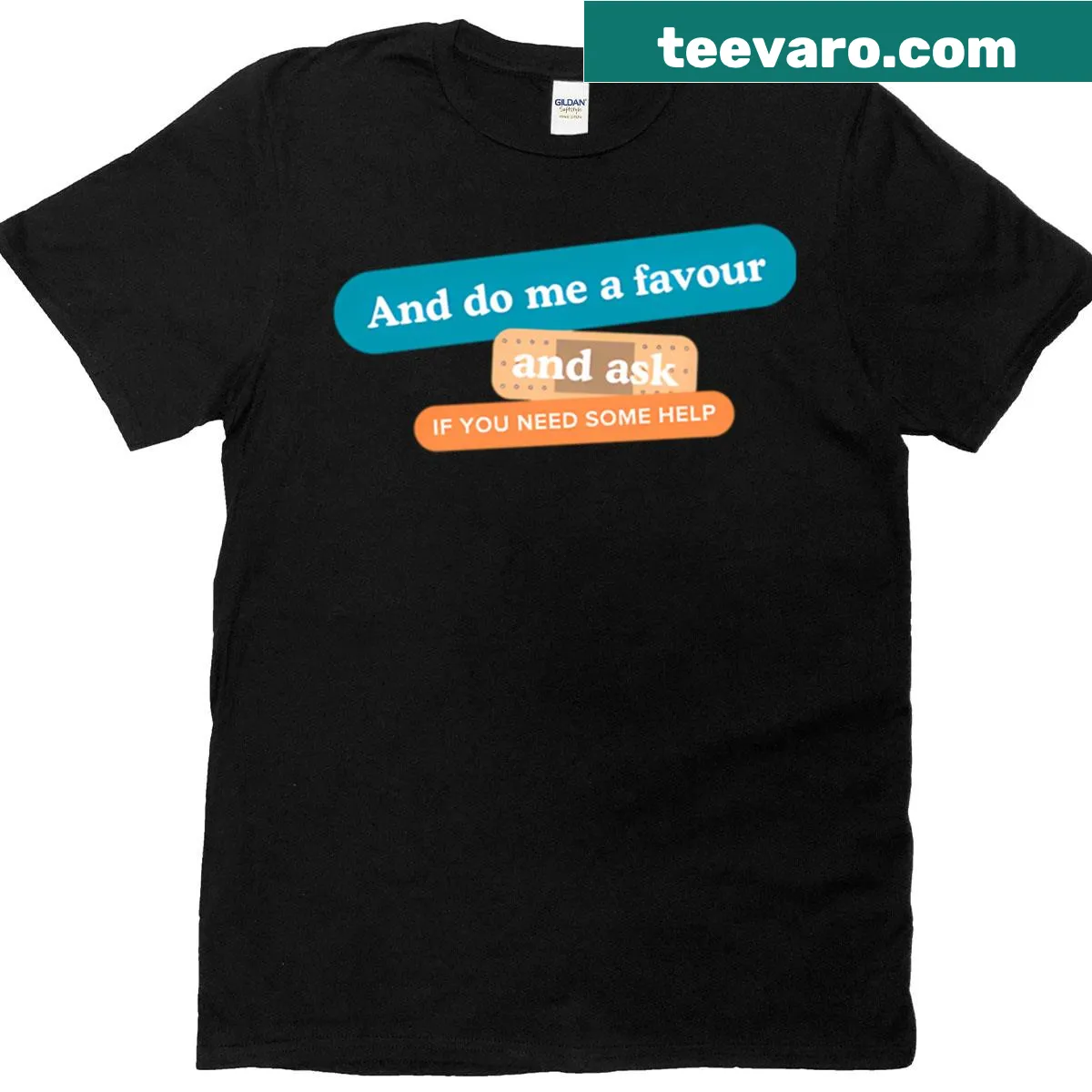 Thoughtful t-shirt with supportive message about asking for help — on a men's t-shirt