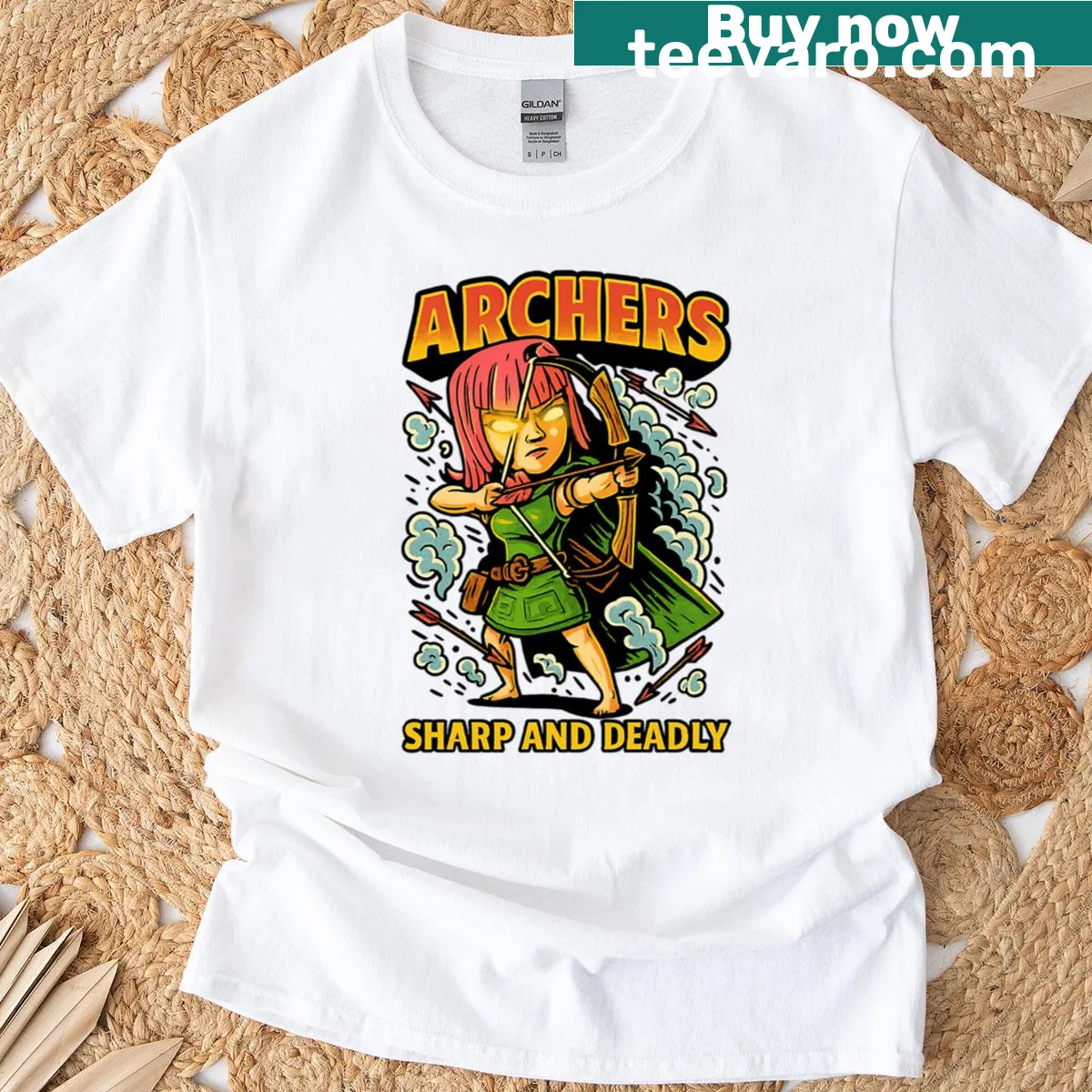 Oversized T-shirt featuring archers from Clash Royale — on a men's t-shirt