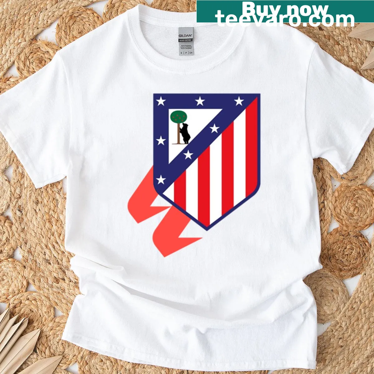 T-shirt featuring Atletico De Madrid name design — on a men's t-shirt
