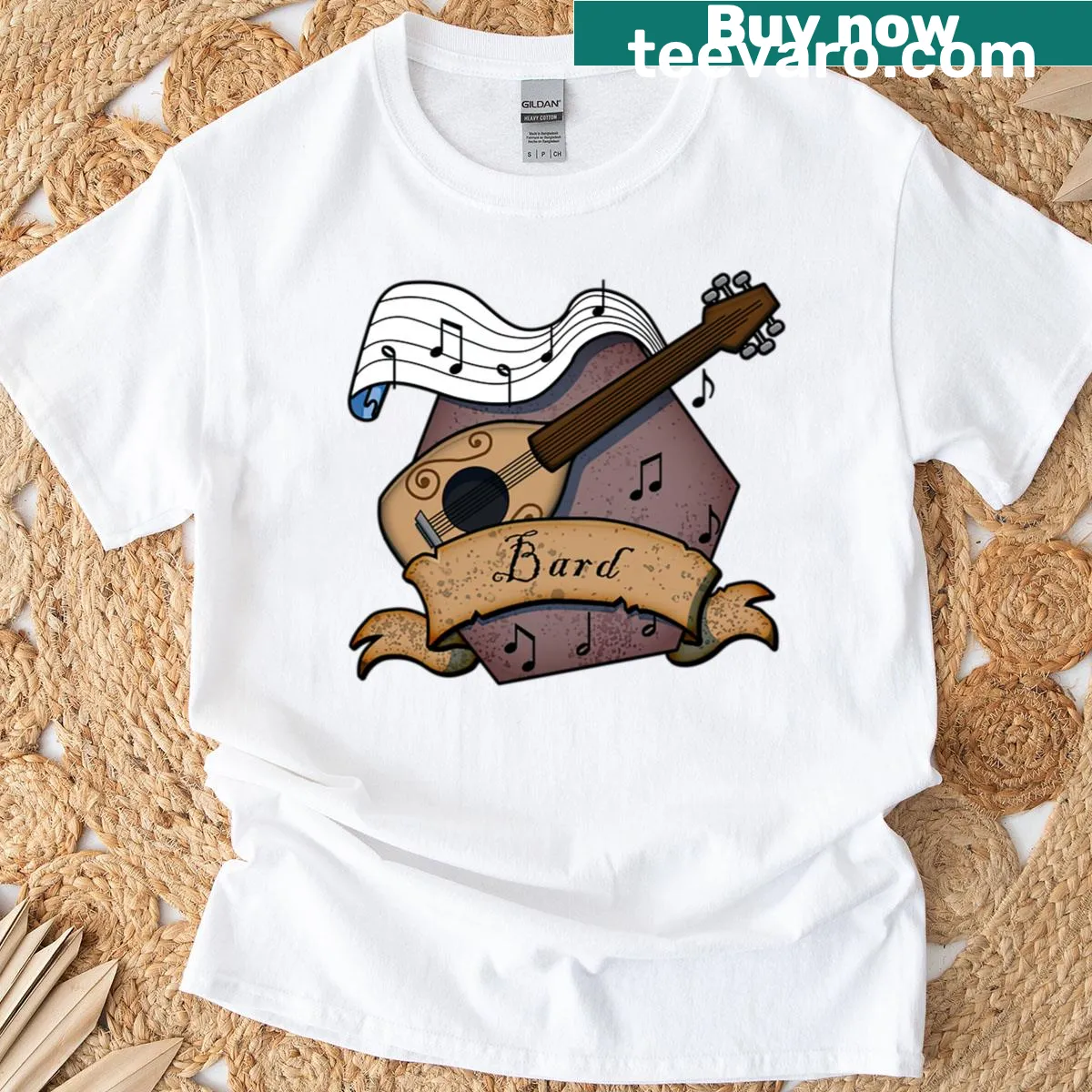 Minimalist Bard logo on an oversized t-shirt — on a men's t-shirt