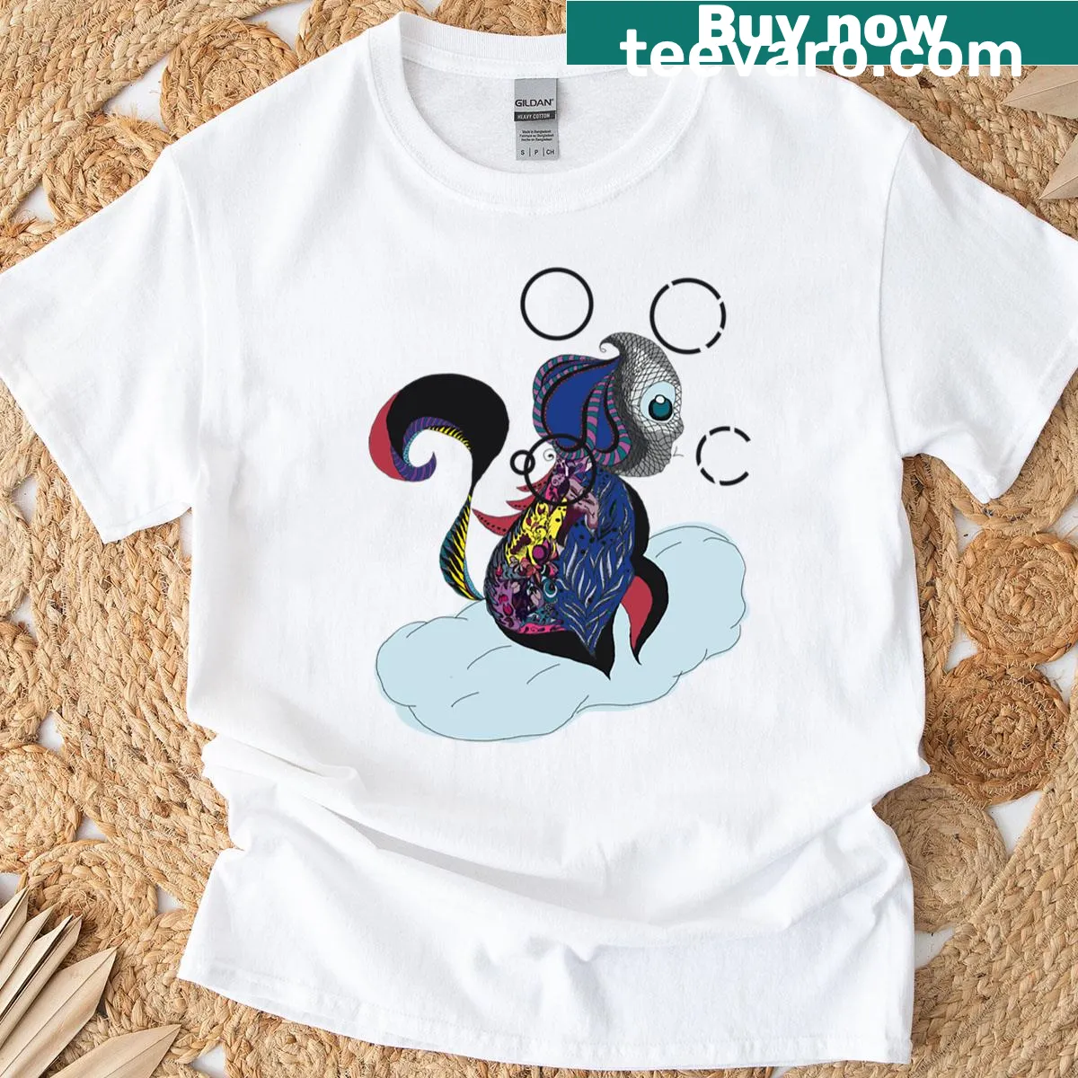 Cute t-shirt with playful graphic about being a bubble — on a men's t-shirt