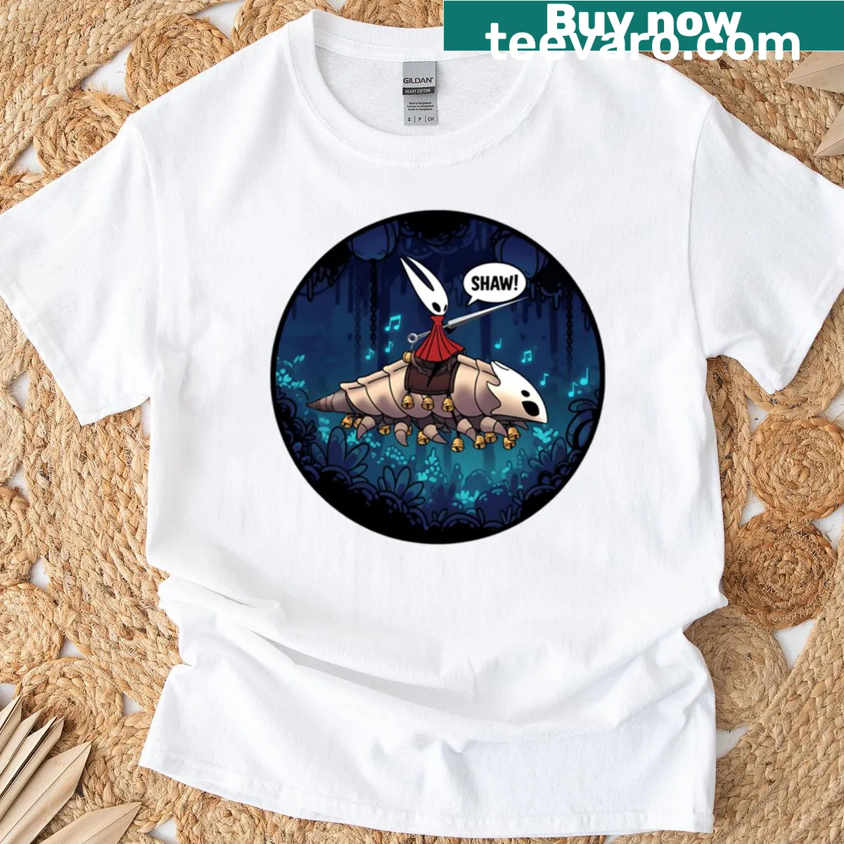 Oversized T-shirt with bell beast and hornet fanart design — on a men's t-shirt