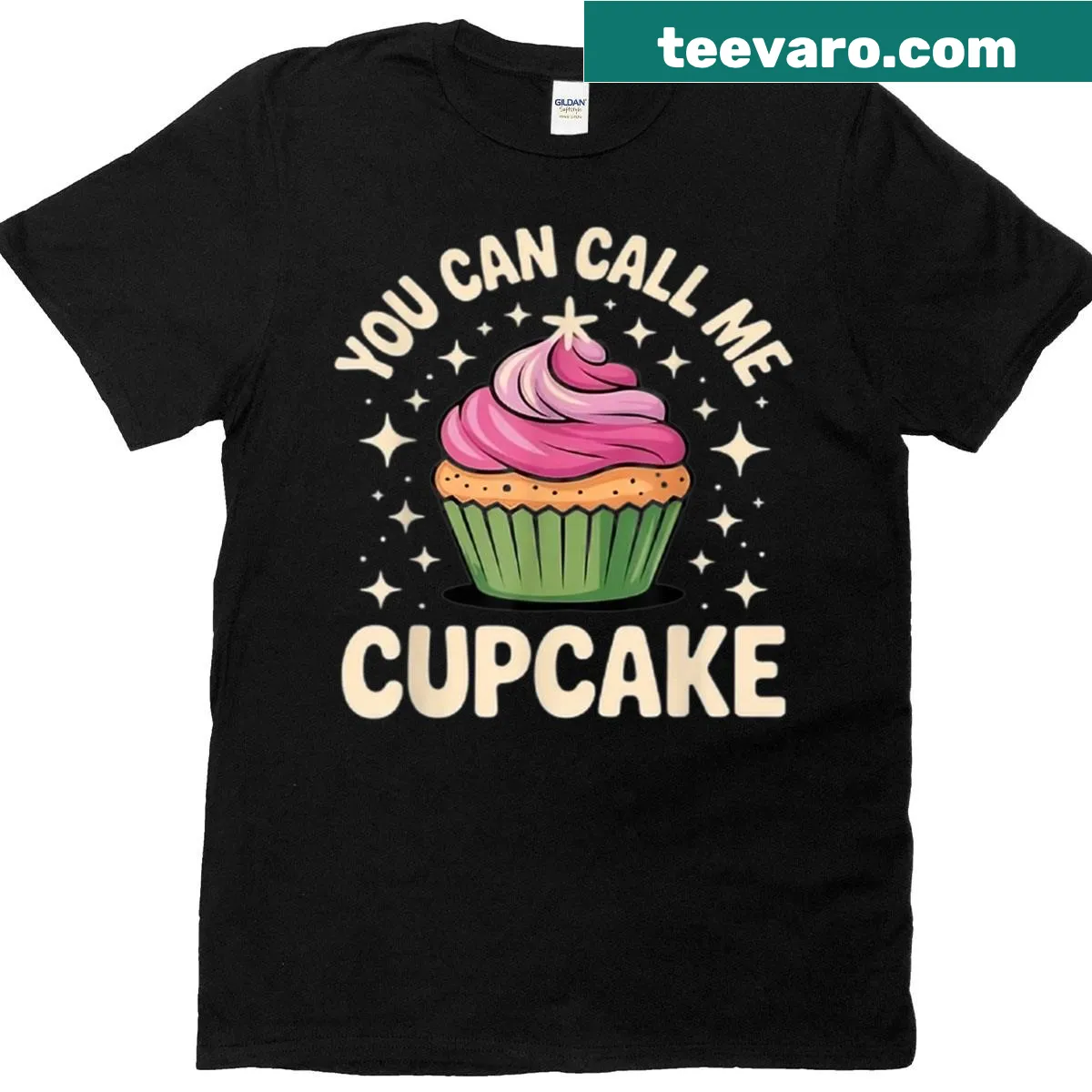 Playful T-shirt with fun cupcake graphics — on a men's t-shirt
