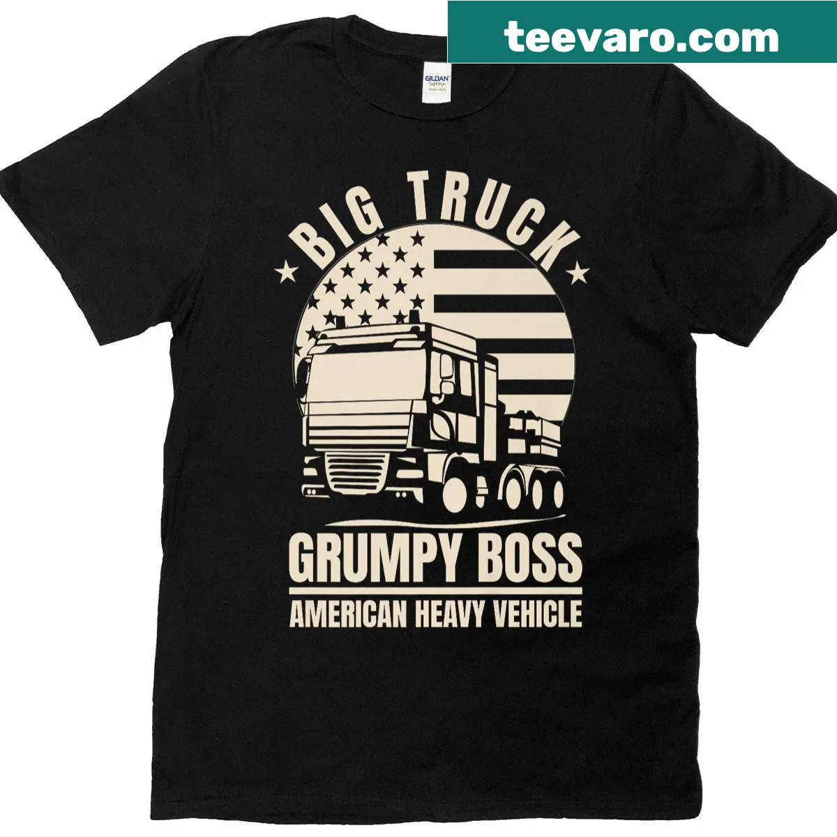 Vintage-style T-shirt featuring big truck design — on a men's t-shirt