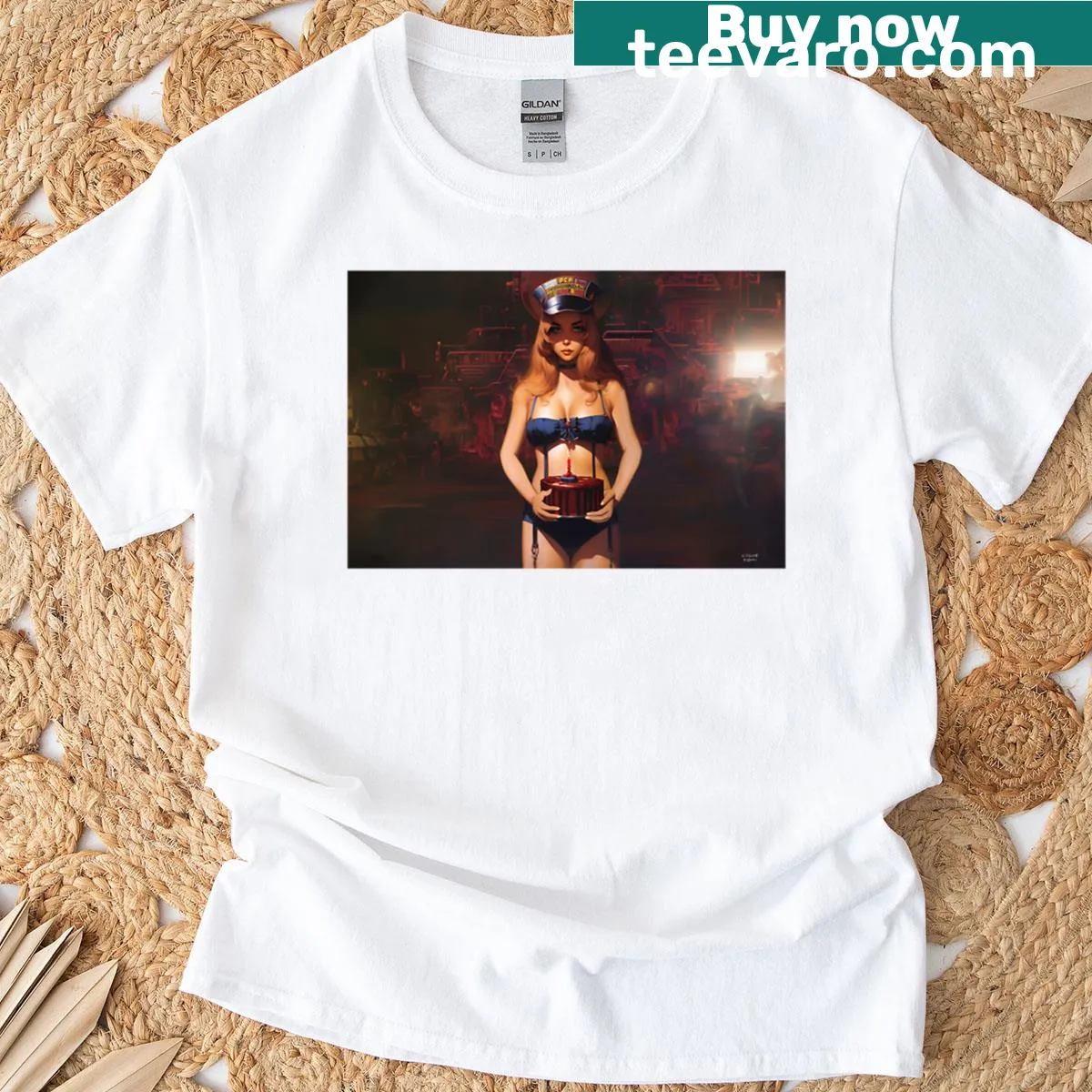 Graphic birthday cake t-shirt with 'Make A Wish' text — on a men's t-shirt
