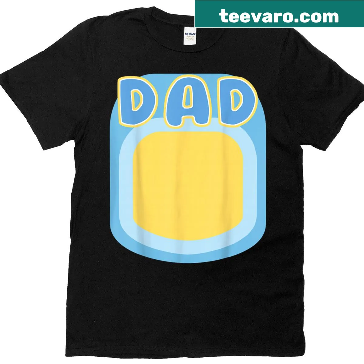 Whimsical graphic of a heeler dog on a family-themed t-shirt — on a men's t-shirt