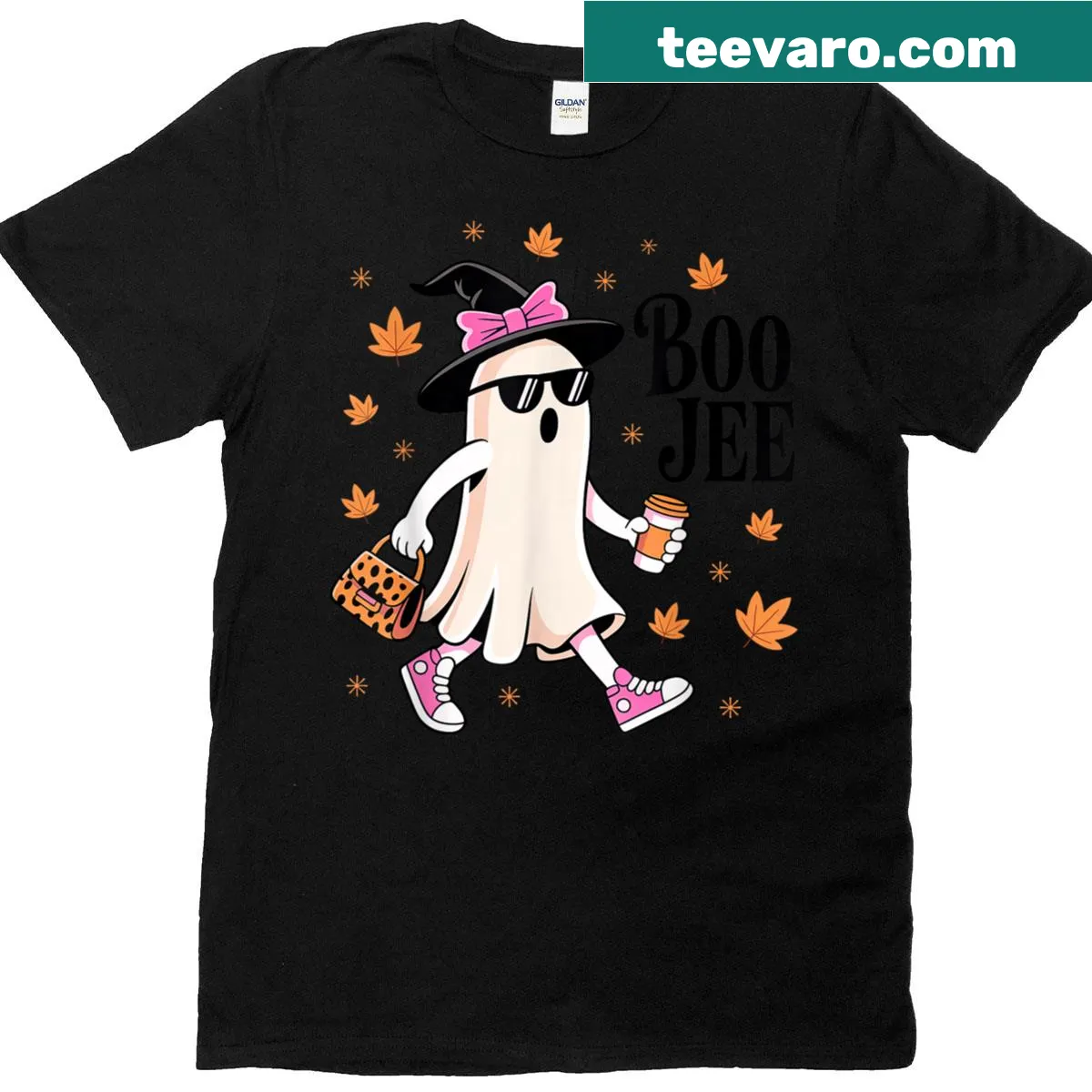 Playful ghost illustration T-shirt for Halloween — on a men's t-shirt