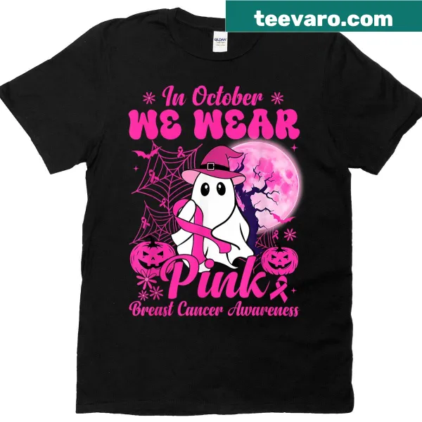 Breast cancer awareness Halloween T-shirt in October with pink message