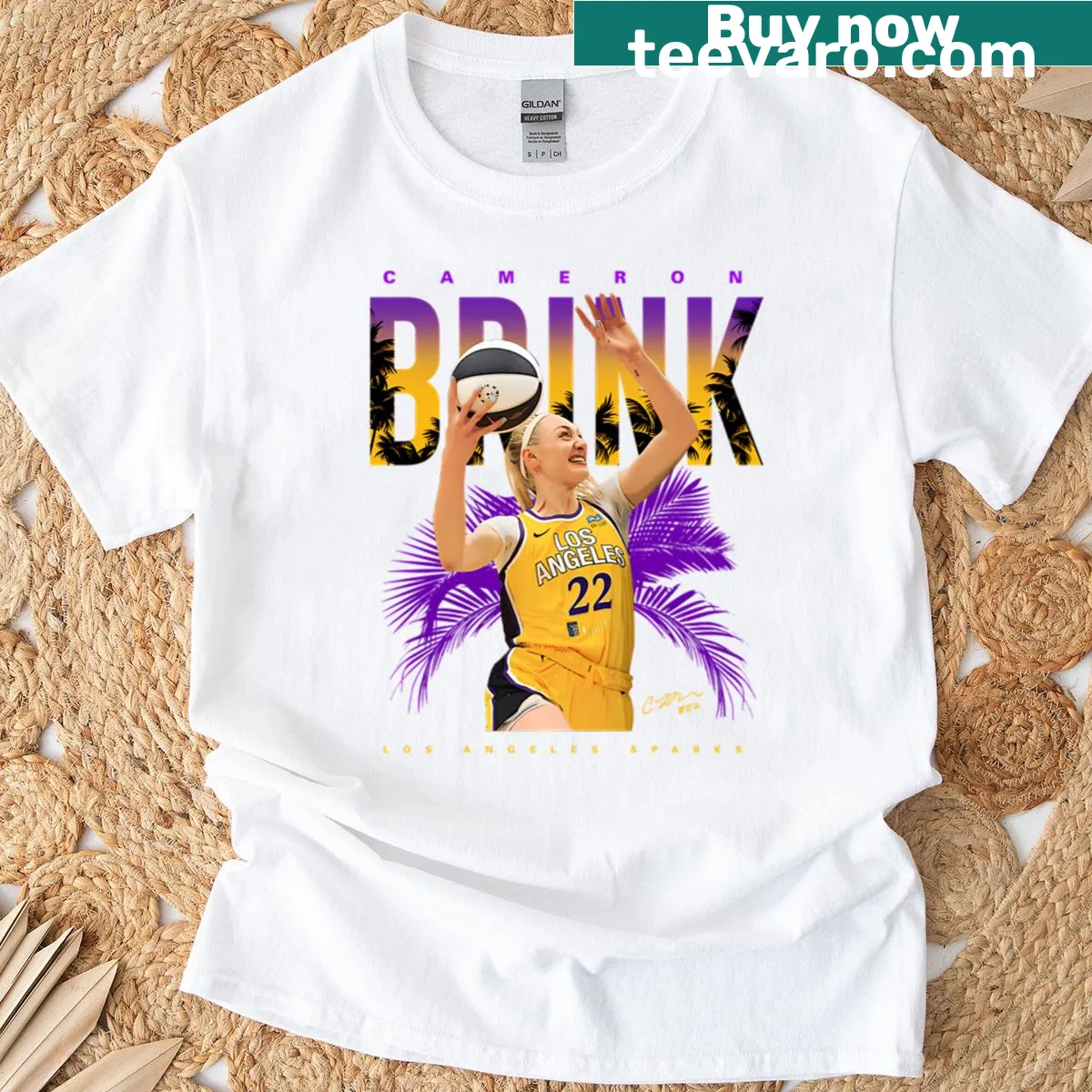 Los Angeles Sparks T-shirt featuring Cameron Brink's name and number — on a men's t-shirt