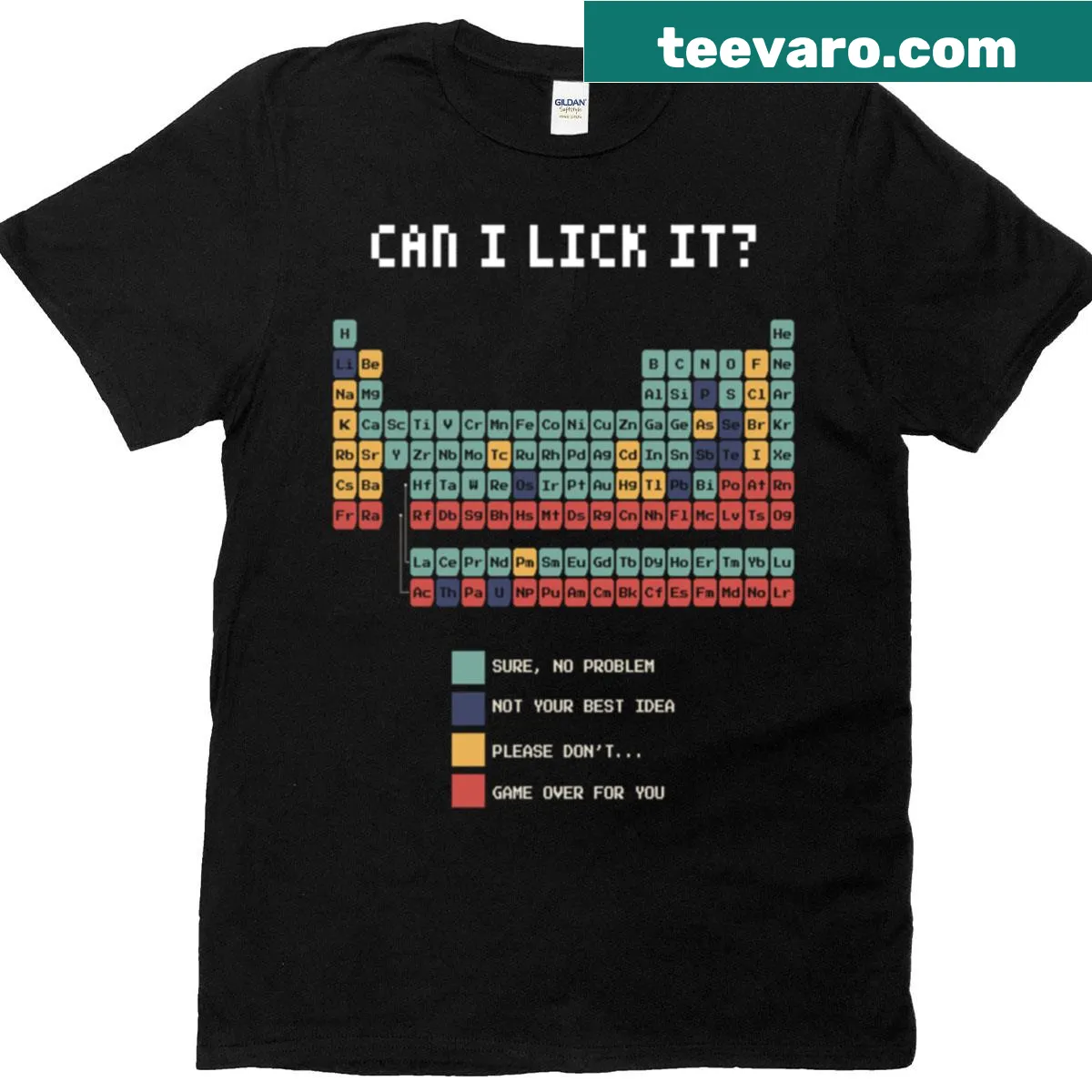 T-shirt with playful slogan questioning licking — on a men's t-shirt