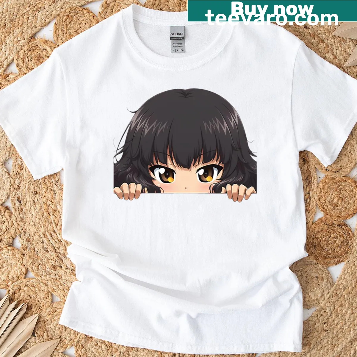Chibi Shiho Nishizumi from Girls Und Panzer anime T-shirt — on a men's t-shirt