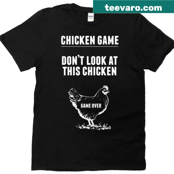 Playful Chicken Game t-shirt with a humorous chicken graphic and retro text