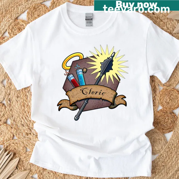 Oversized T-shirt featuring a cleric logo