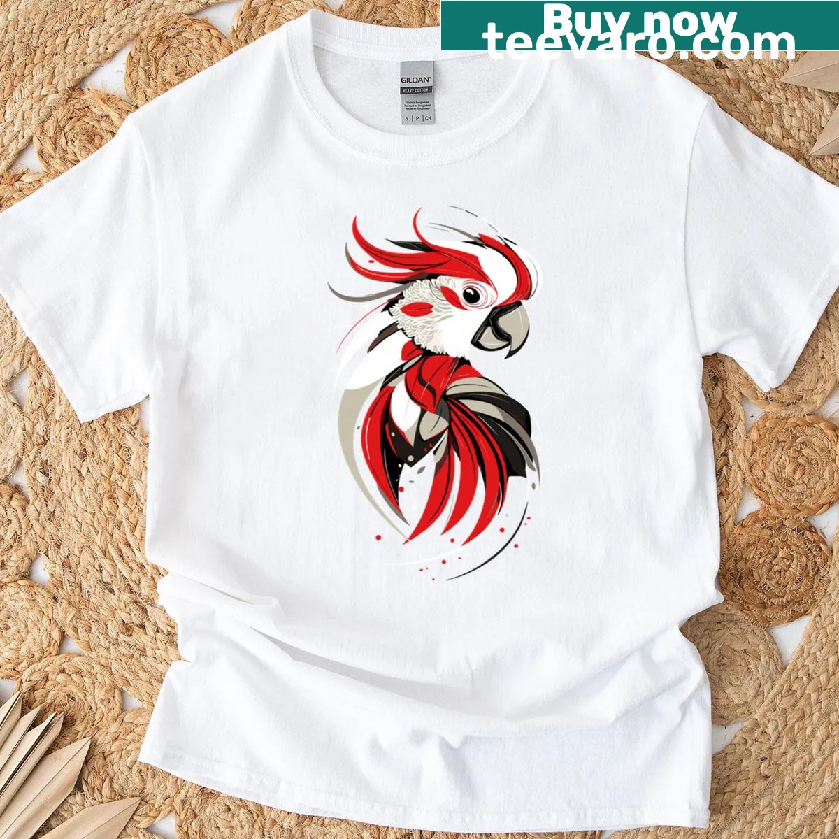 Cute parrot t-shirt featuring various bird designs — on a men's t-shirt