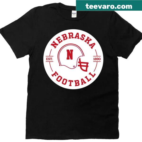 T-shirt featuring a Nebraska-themed badge design.