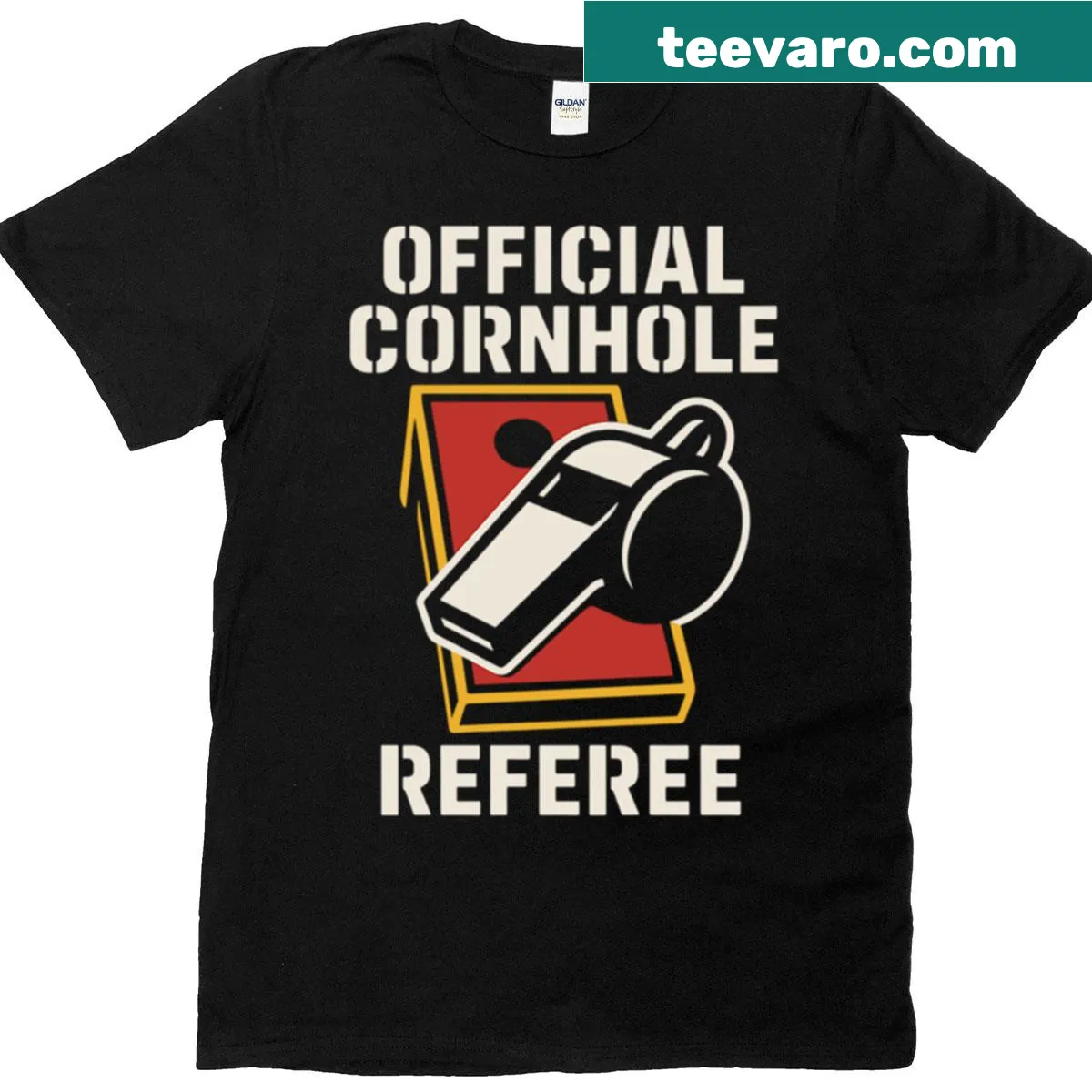 Official Umpire Judge text T-shirt for cornhole referees — on a men's t-shirt