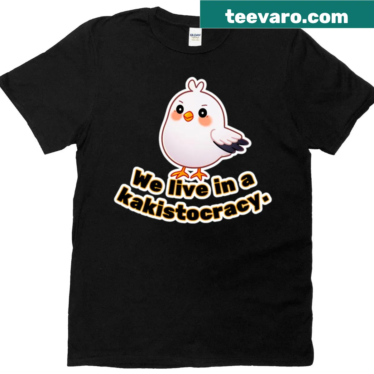 T-shirt with a bold saying about living in a kakistocracy — on a men's t-shirt