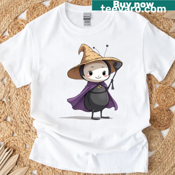 Whimsical T-shirt with a cute bug wizard illustration
