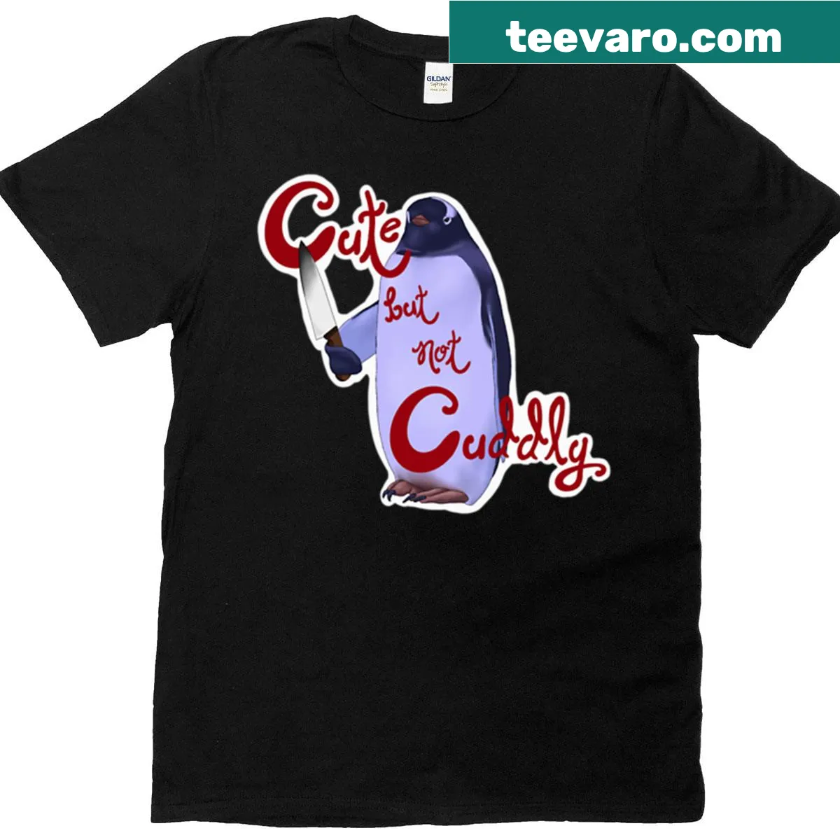 Cute penguin illustration on a T-shirt with a humorous message. — on a men's t-shirt