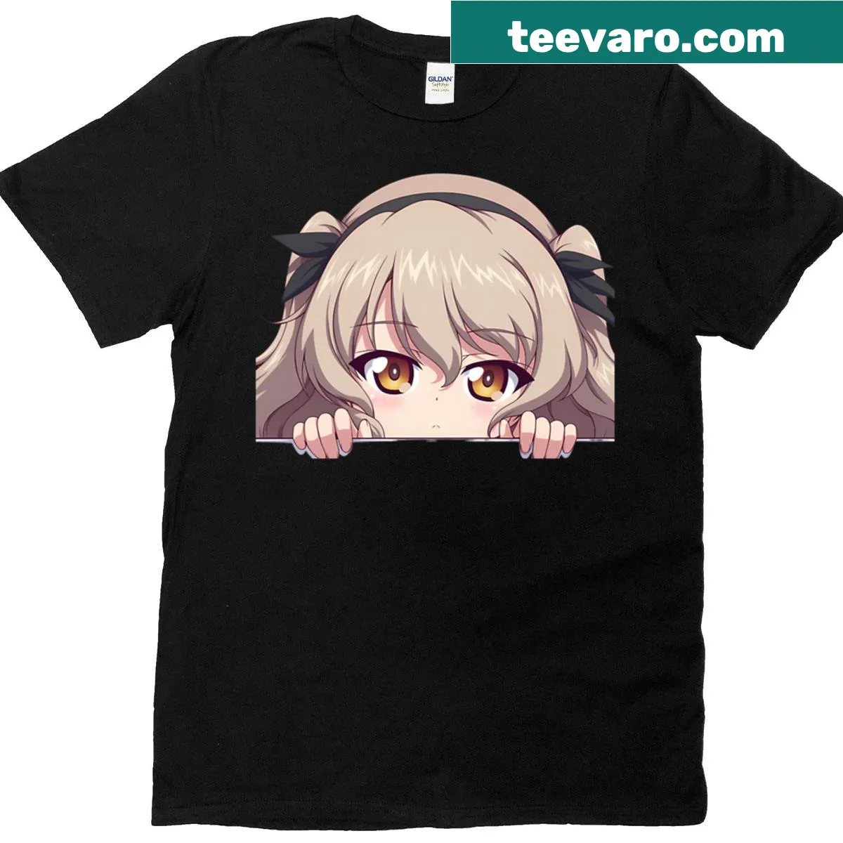 Chibi Shimada Alice from Und Panzer in a cute cartoon style — on a men's t-shirt