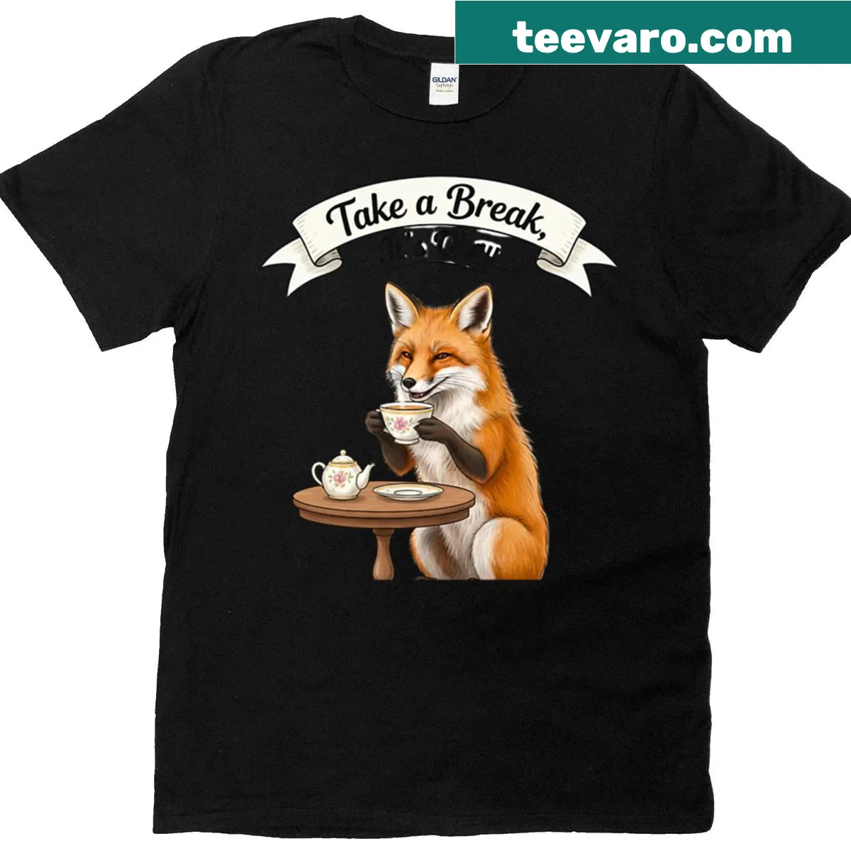 Oversized t-shirt with a cute fox sticker and motivational self-care message — on a men's t-shirt