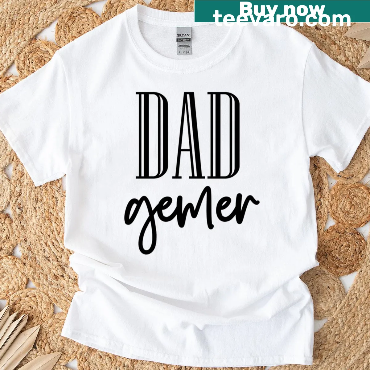 Typography-based Dad Gamer T-shirt with bold lettering — on a men's t-shirt