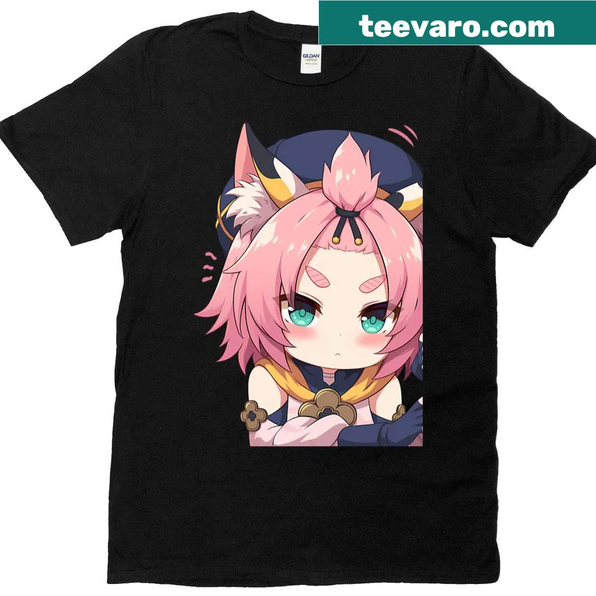 Chibi Diona design T-shirt from Genshin Impact — on a men's t-shirt