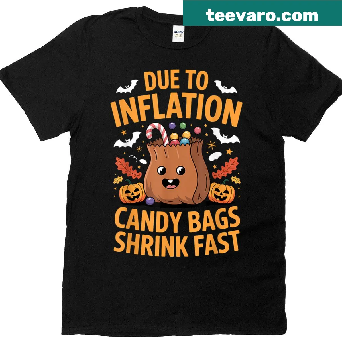 Funny t-shirt about inflation and candy — on a men's t-shirt