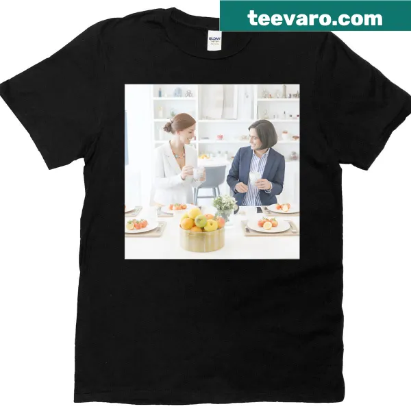 Illustrated T-shirt of elegant women enjoying a meal together