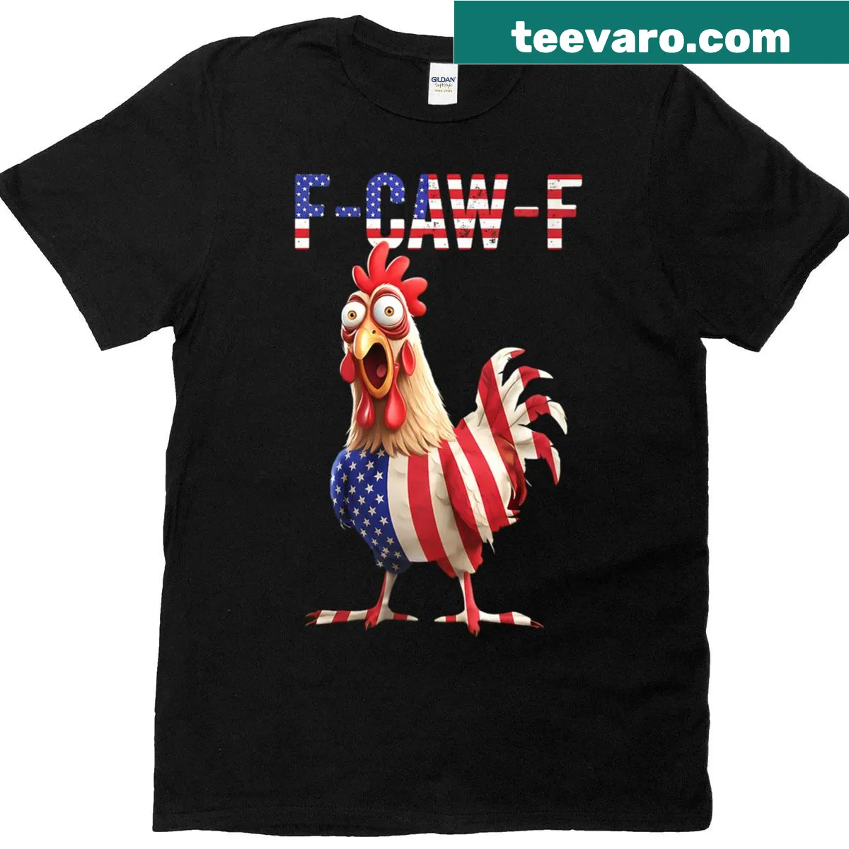 Retro black crow and USA flag design on vintage-style tee — on a men's t-shirt