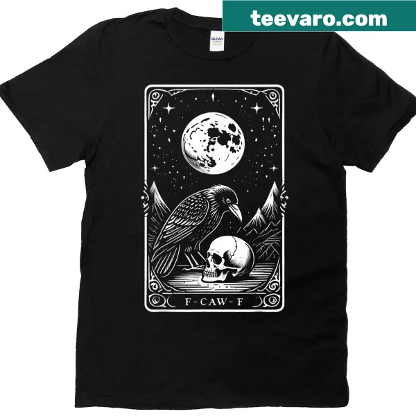 Gothic design featuring a crow and moon on T-shirt