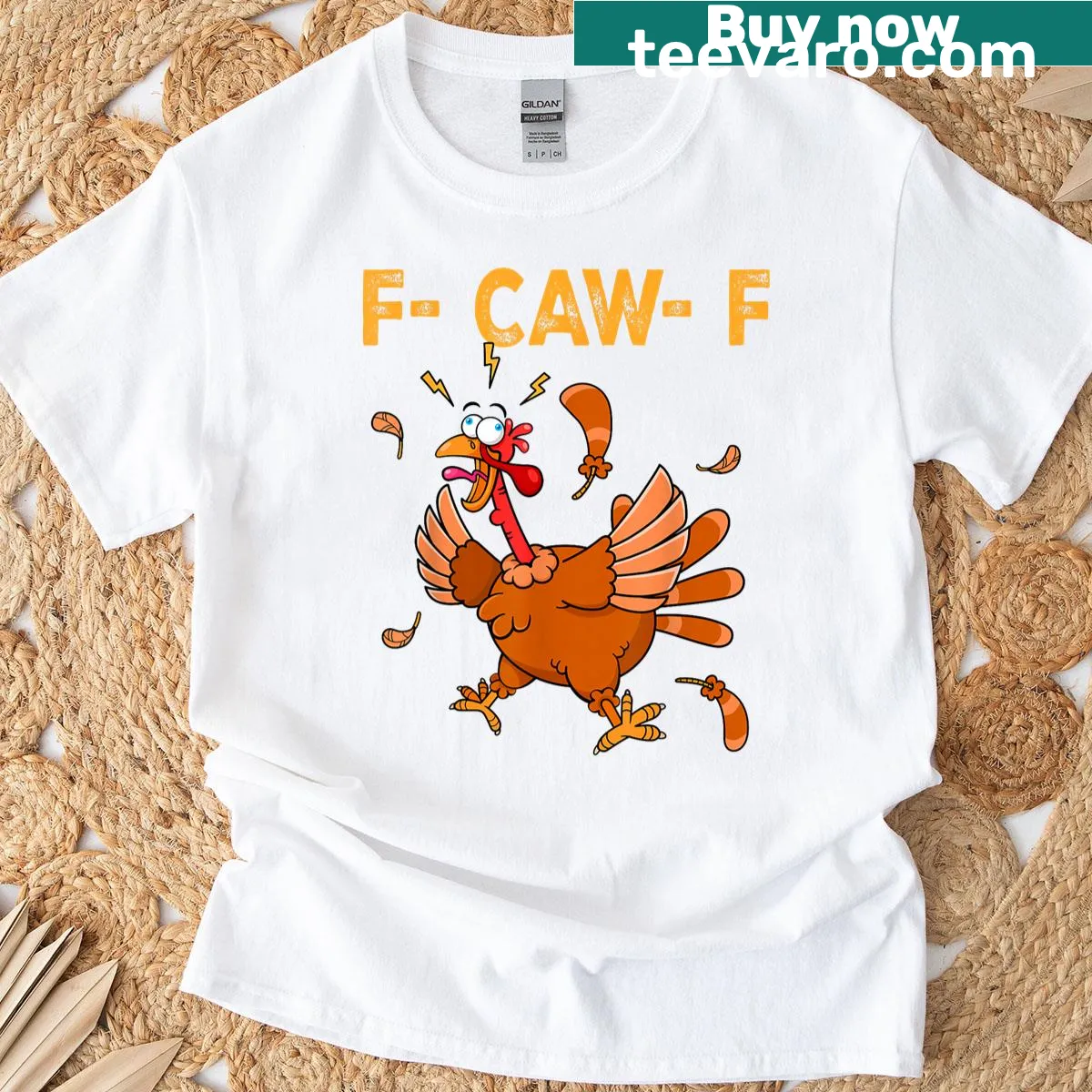 Funny chicken and turkey humor graphic for Thanksgiving — on a men's t-shirt