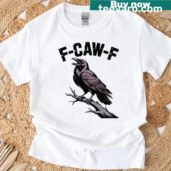 Gothic raven cawing graphic t-shirt with humorous text