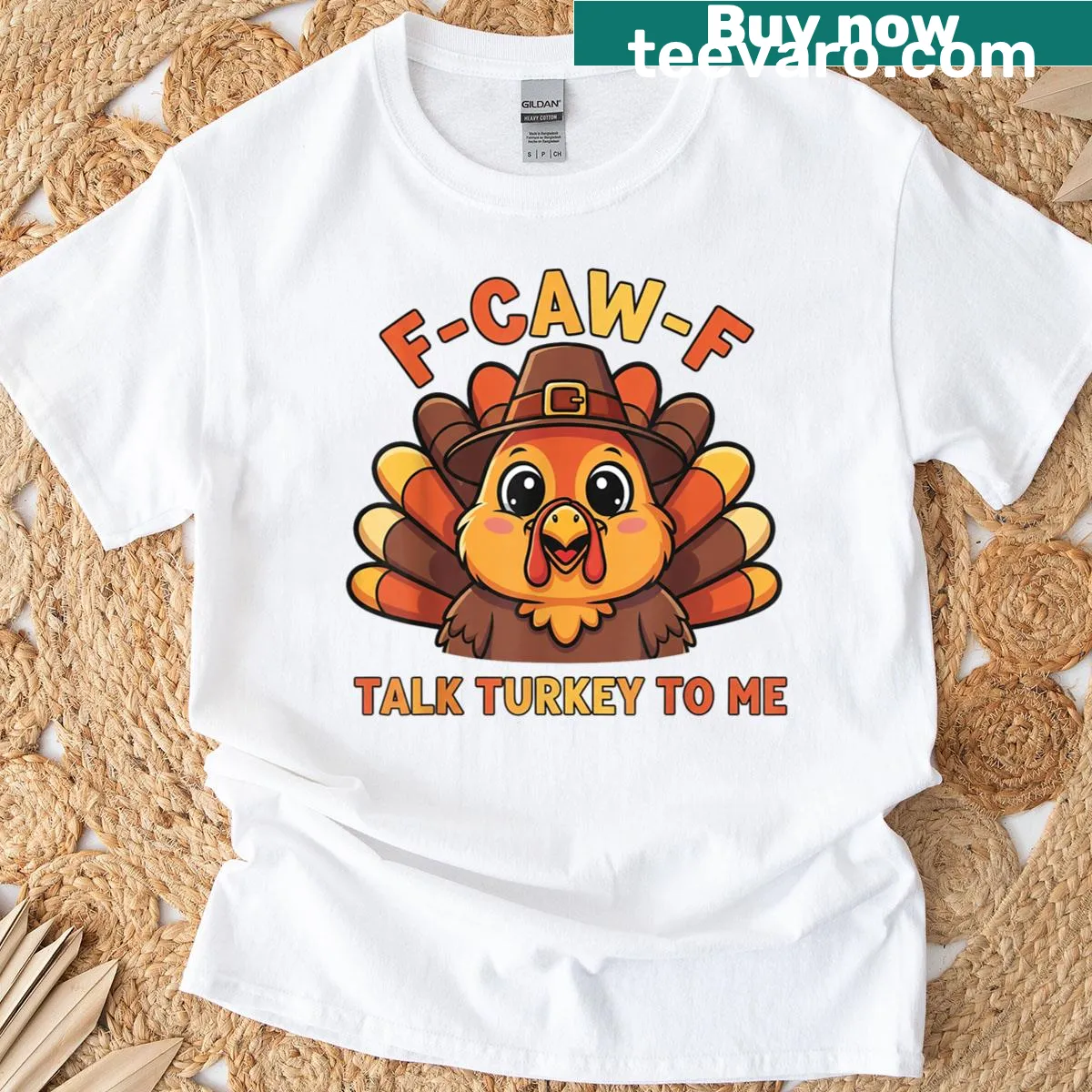 Cute turkey graphic with funny text for Thanksgiving — on a men's t-shirt