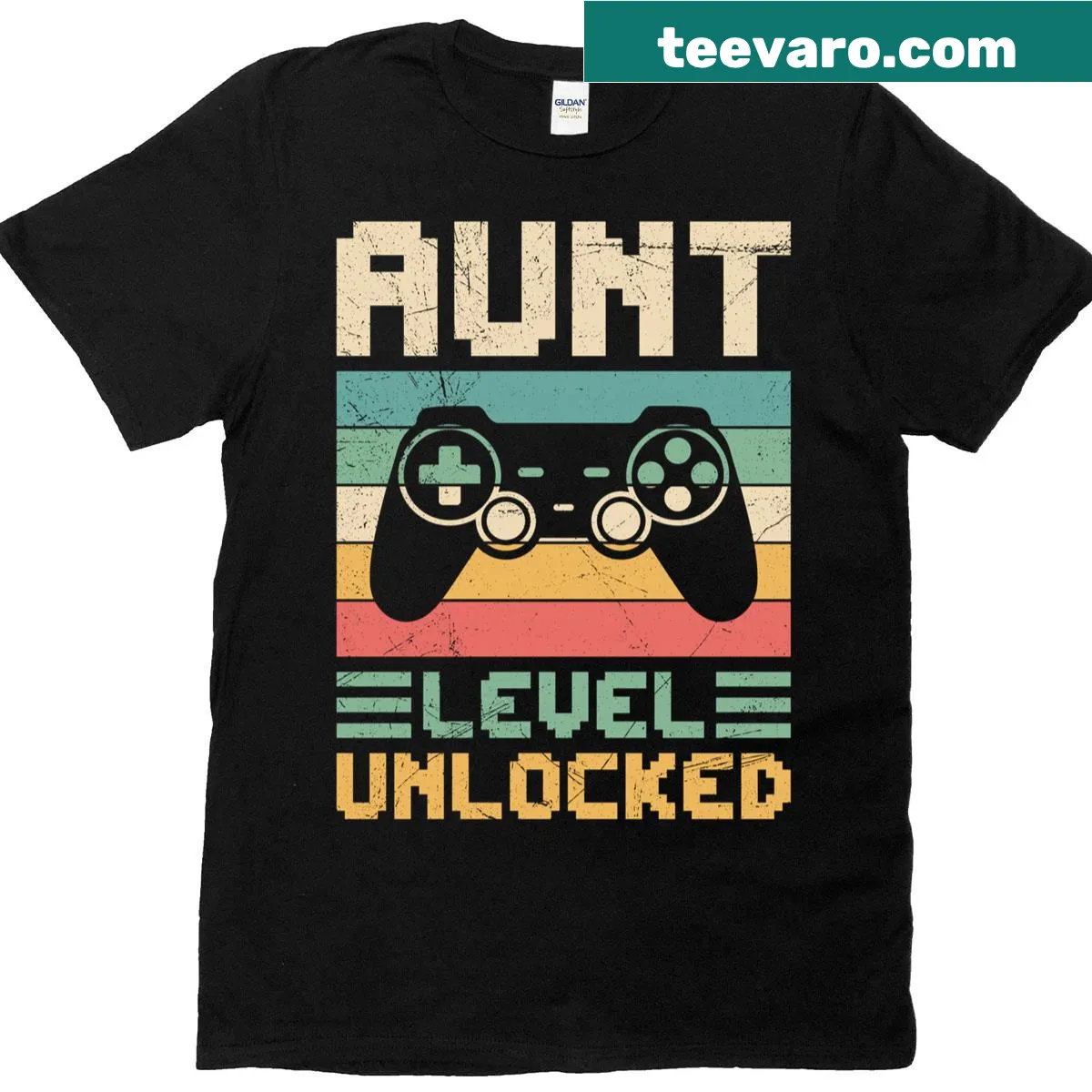 Funny T-shirt that says 'Aunt Level Unlocked' for proud aunts — on a men's t-shirt