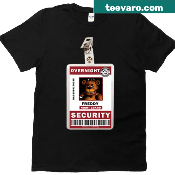 Oversized t-shirt featuring a Five Nights at Freddy's security tag graphic