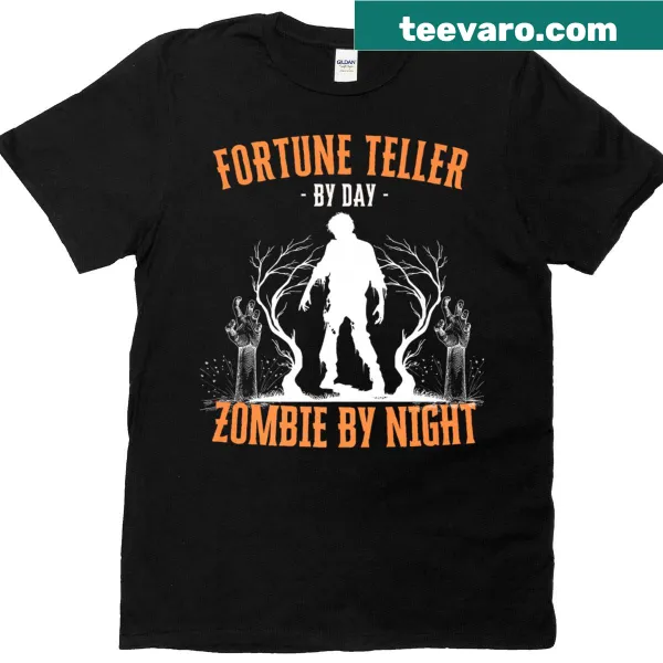 Zombie and fortune teller graphic T-shirt