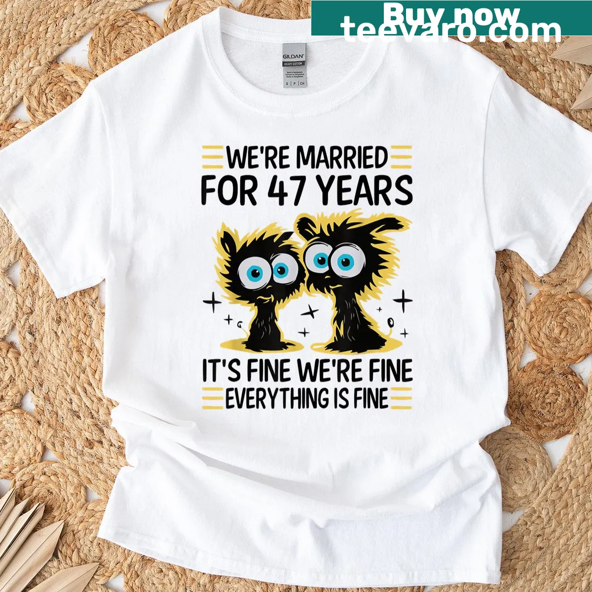 Humorous 47th wedding anniversary graphic for couples — on a men's t-shirt