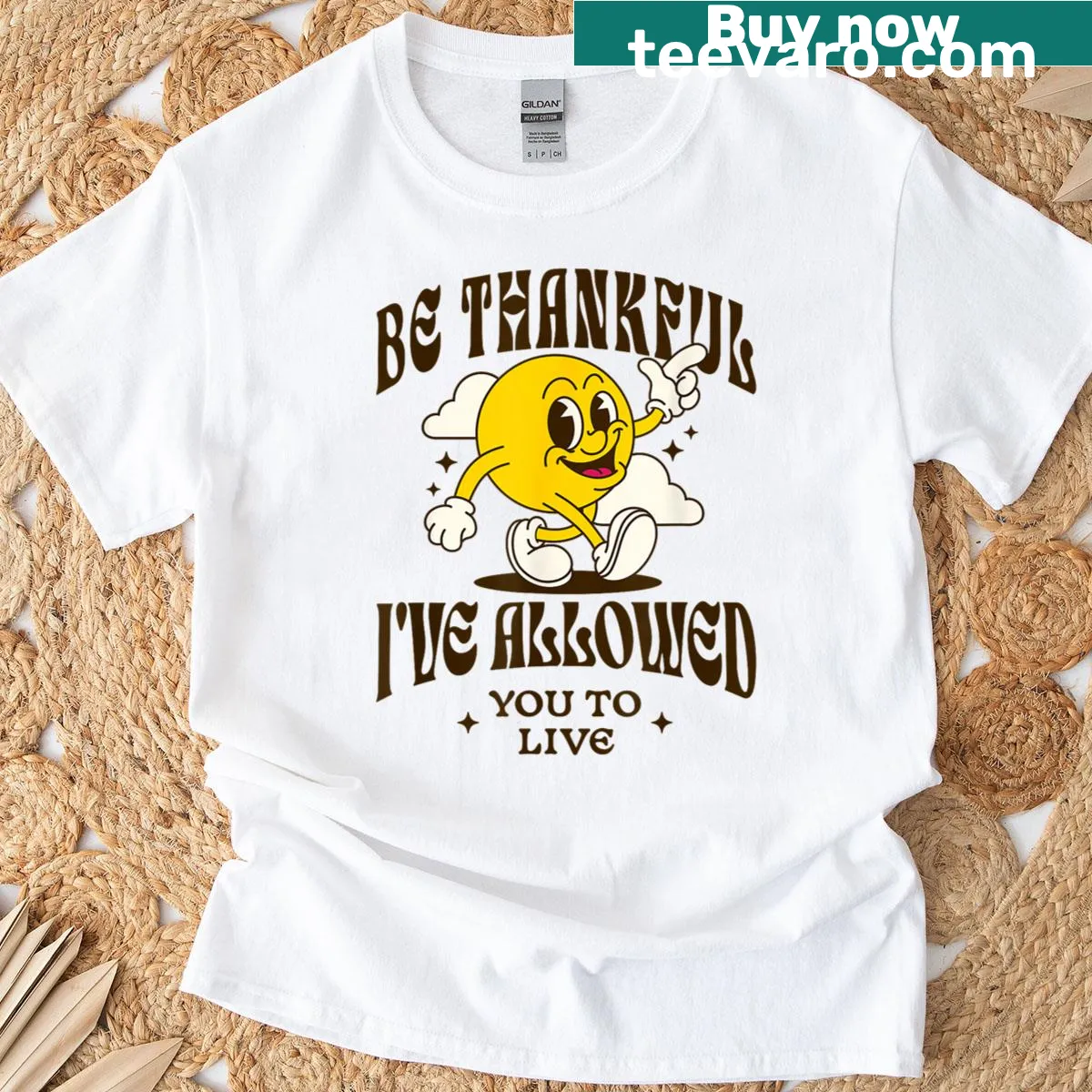 Sarcastic Be Thankful retro character t-shirt — on a men's t-shirt
