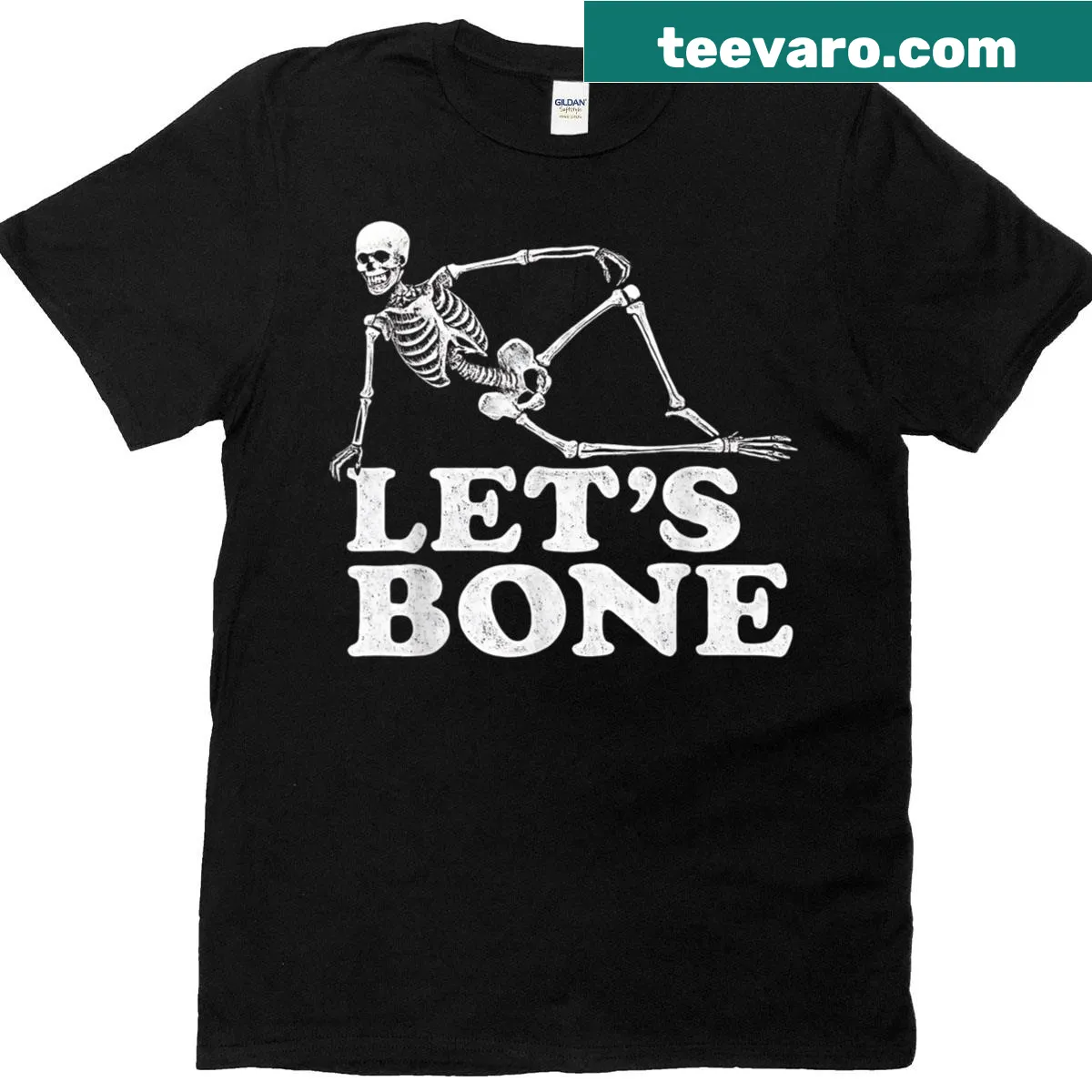 Funny Halloween T-shirt with skeleton and humorous text. — on a men's t-shirt