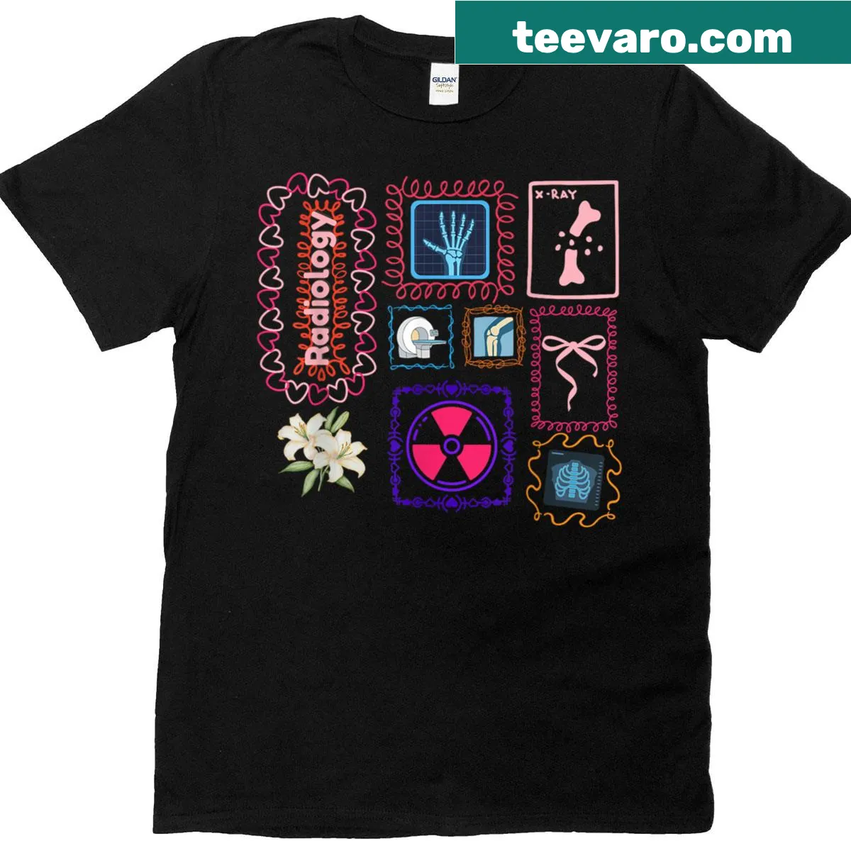 Funny X-ray tech graphic on a healthcare-themed T-shirt — on a men's t-shirt