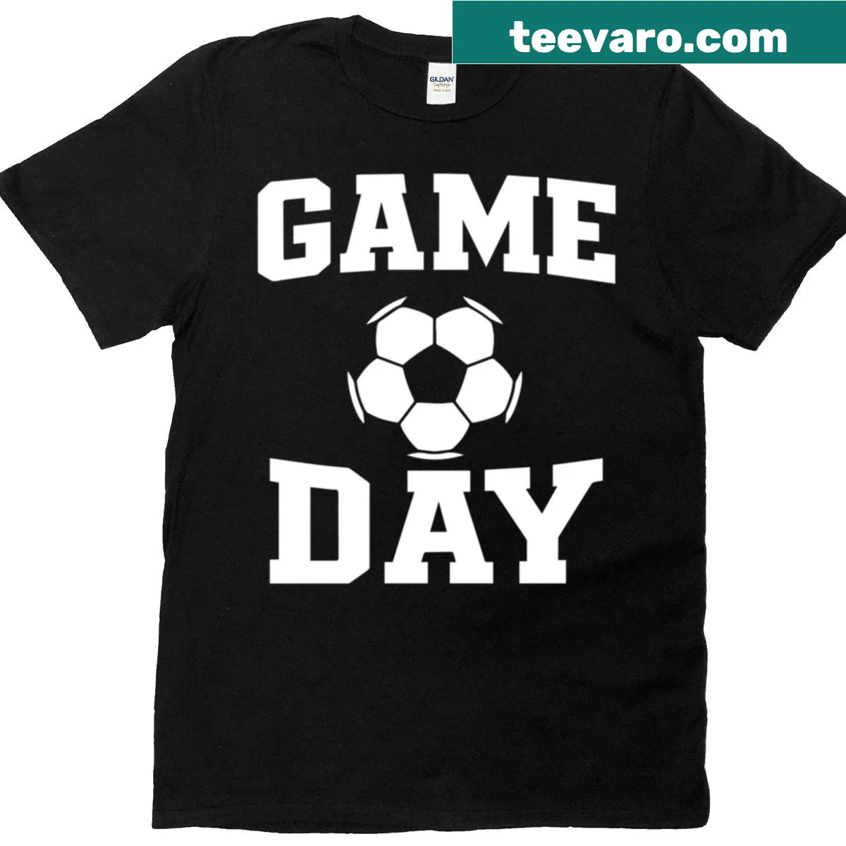 Simple Game Day Soccer t-shirt with bold text emphasizing soccer excitement. — on a men's t-shirt