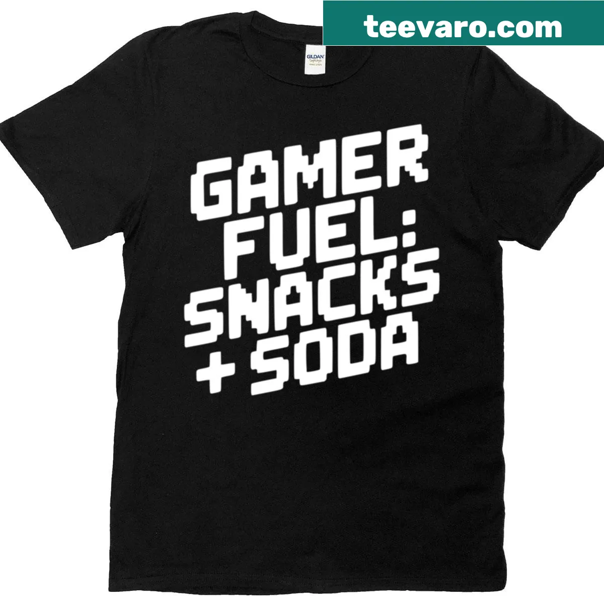 Graphic of snacks and soda for gamers on a T-shirt — on a men's t-shirt