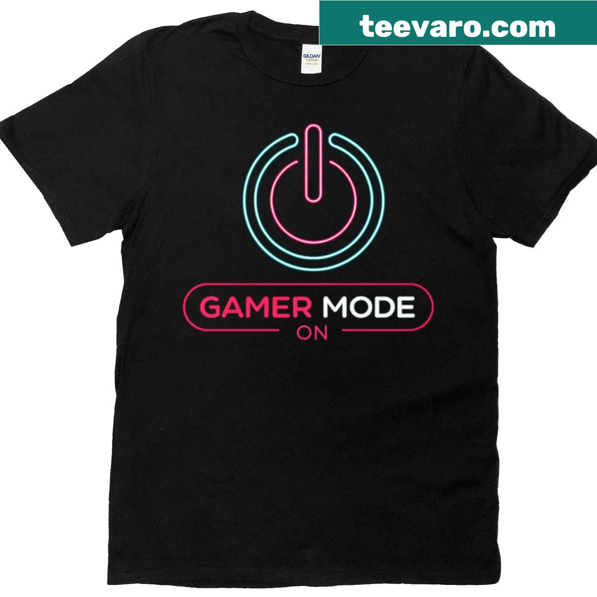 Typography shirt stating Gamer Mode On — on a men's t-shirt