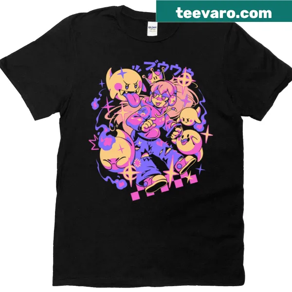 Oversized T-shirt featuring a whimsical ghost princess illustration
